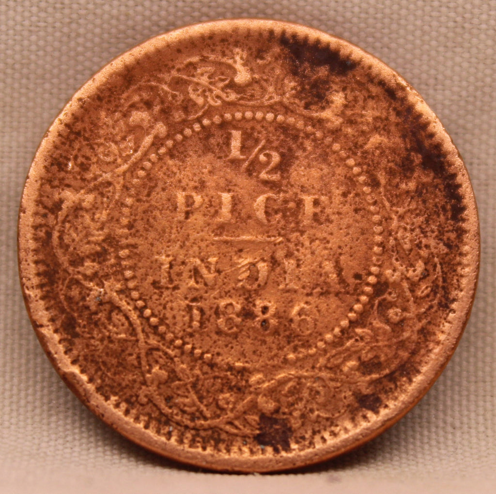 Half Pice Coin 1886 Victoria Queen Copper Coin