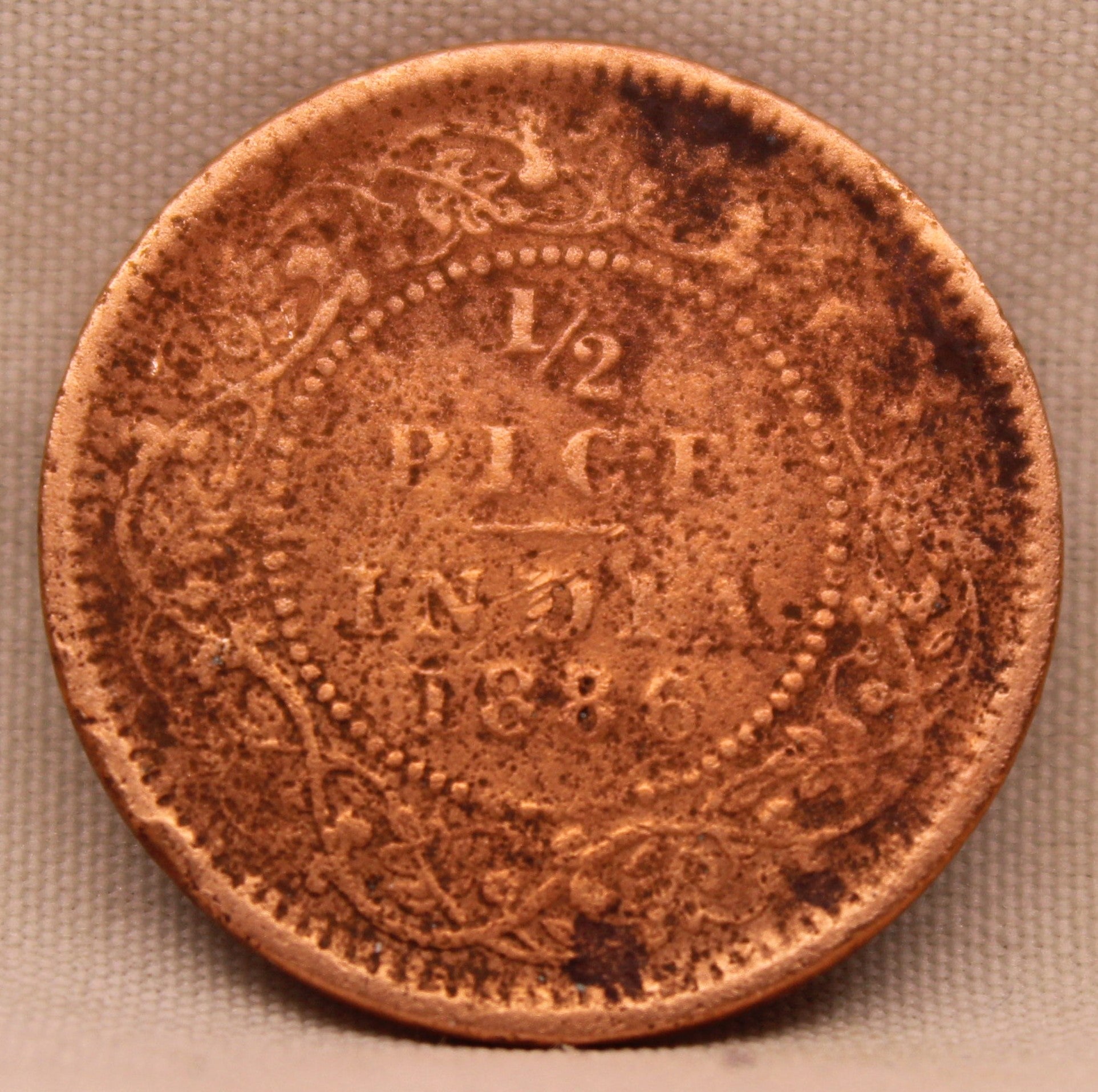Half Pice Coin 1886 Victoria Queen Copper Coin