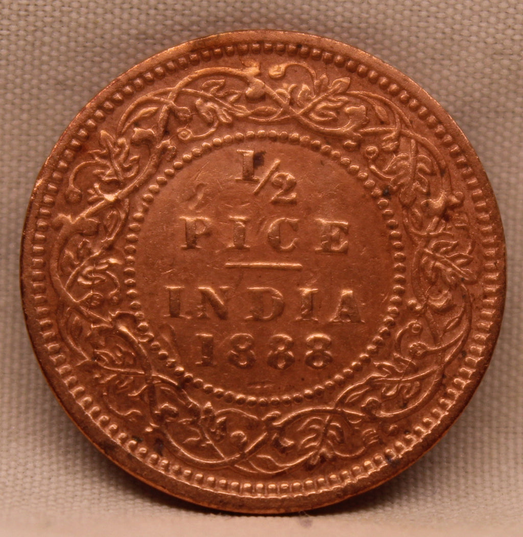Half Pice Coin 1888 Victoria Queen Copper Coin