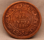 Half Pice Coin 1890 Victoria Queen Copper Coin