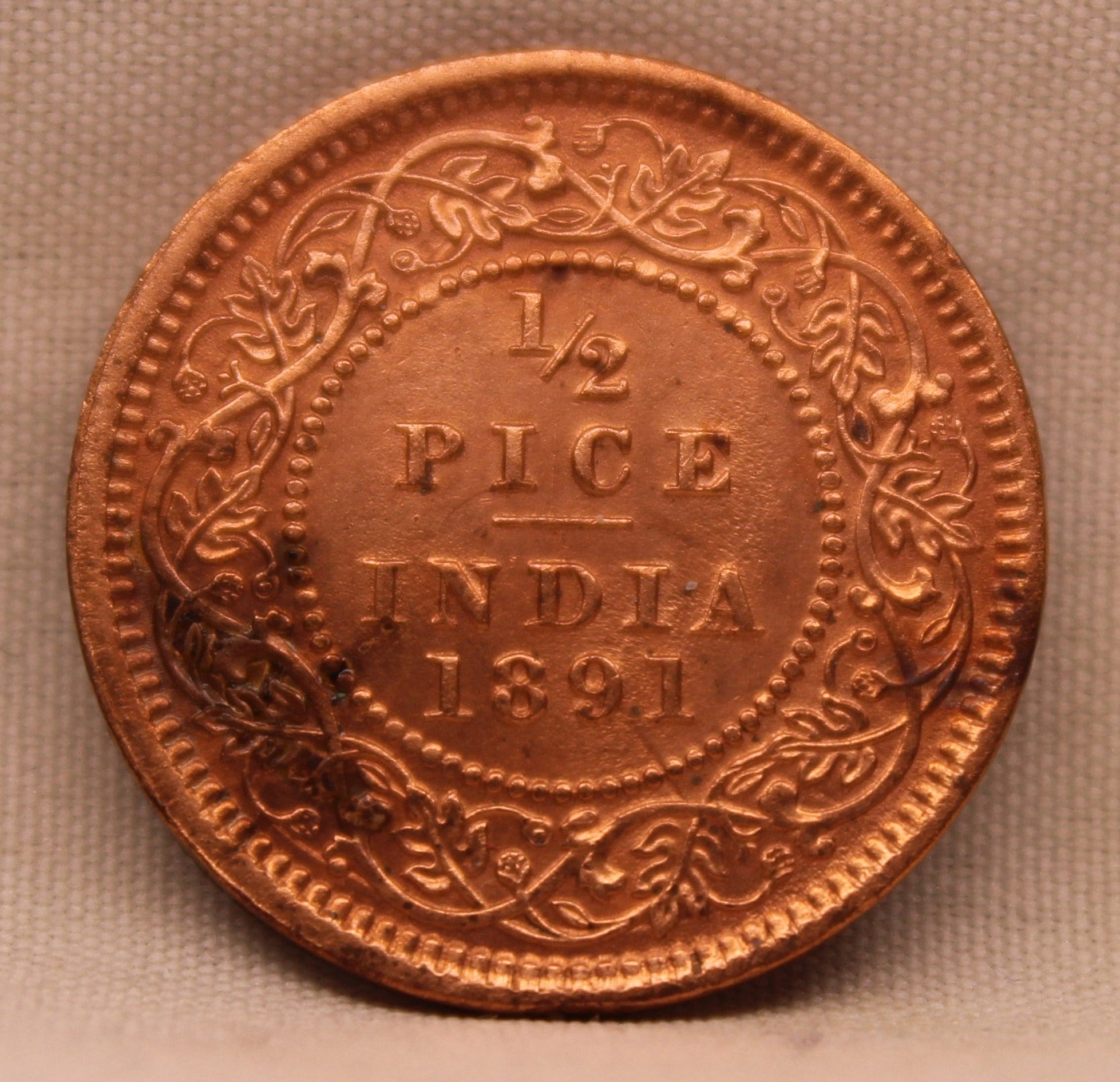 Half Pice Coin 1891 Victoria Queen Copper Coin
