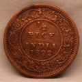 Half Pice Coin 1892 Victoria Queen Copper Coin