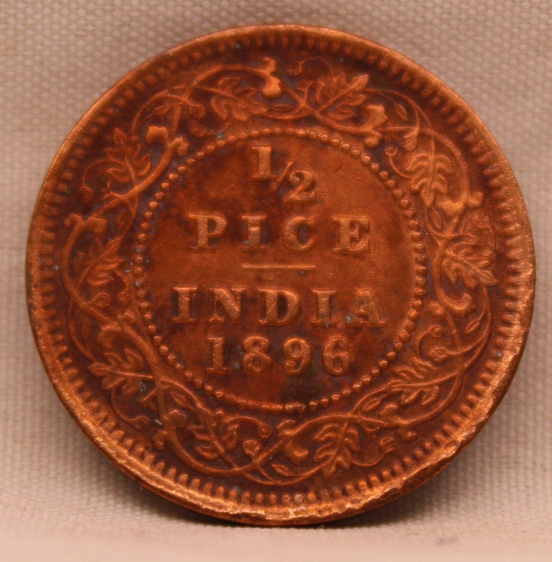 Half Pice Coin 1896 Victoria Queen Copper Coin