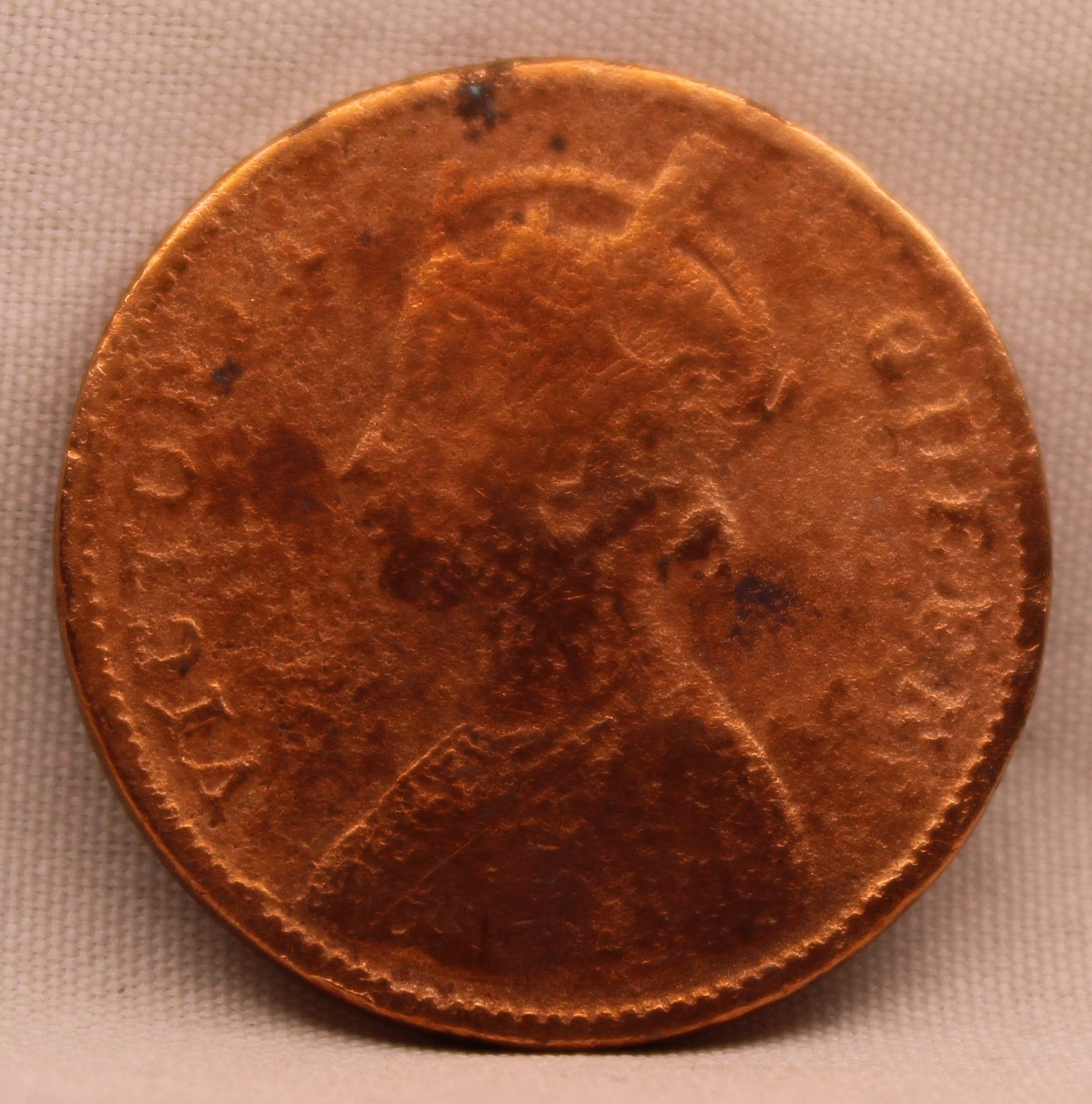 Quarter Anna 1862 Victoria Queen Copper Coin