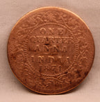 Quarter Anna 1874 Victoria Queen Copper Coin