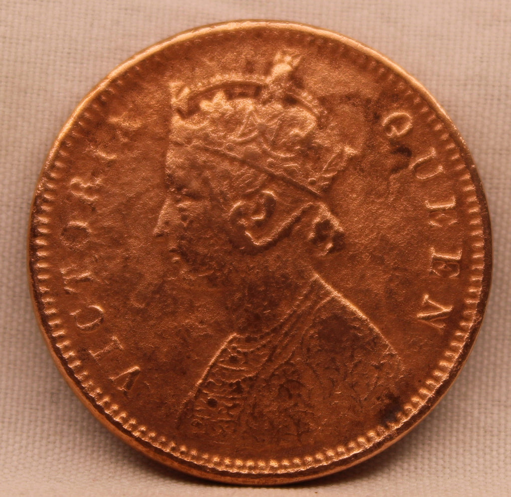 Quarter Anna 1876 Victoria Queen Copper Coin