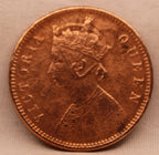 Quarter Anna 1876 Victoria Queen Copper Coin