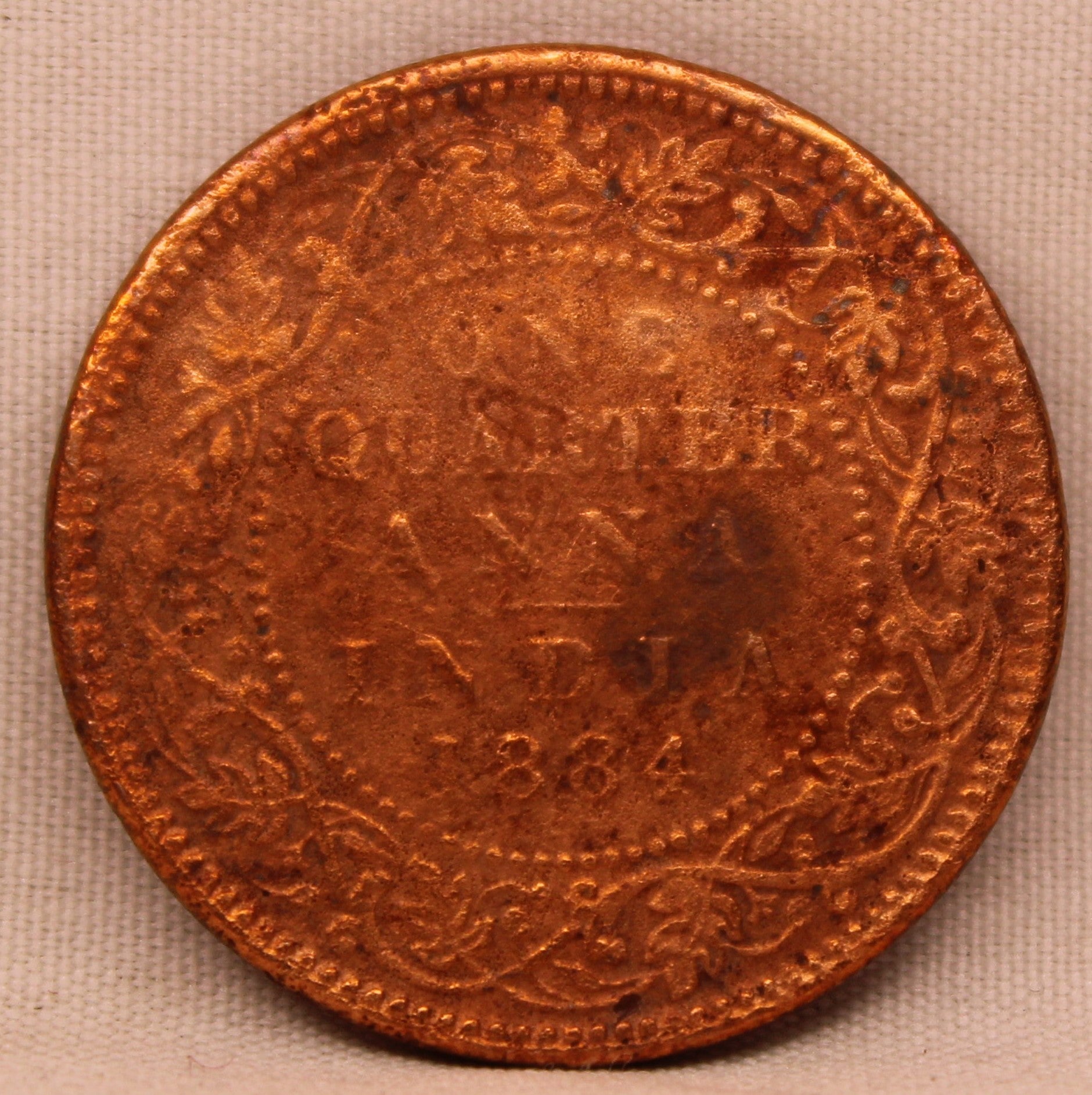 Quarter Anna 1884 Victoria Express Copper Coin
