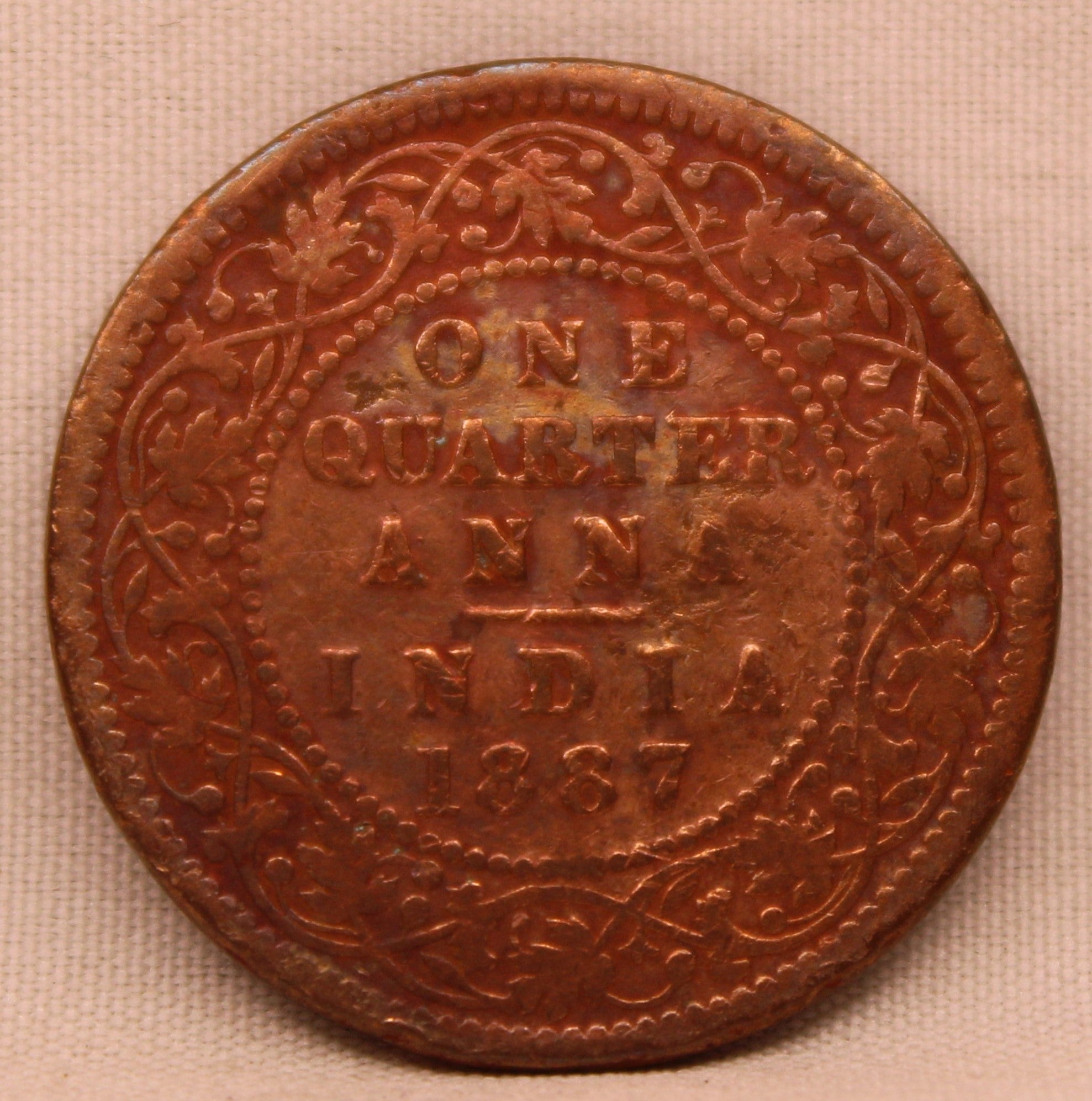 Quarter Anna 1887 Victoria Express Copper Coin