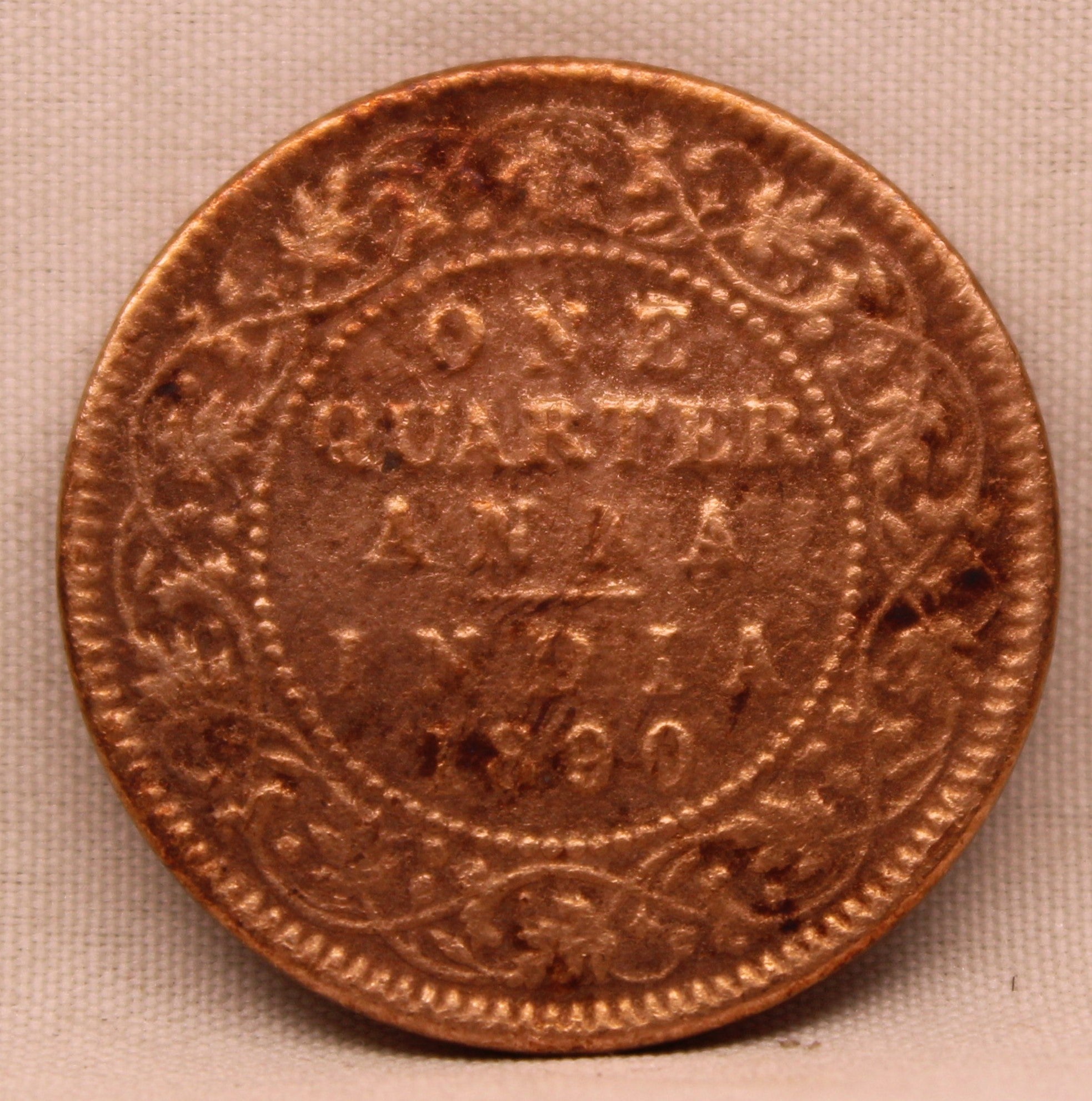 Quarter Anna 1890 Victoria Express Copper Coin