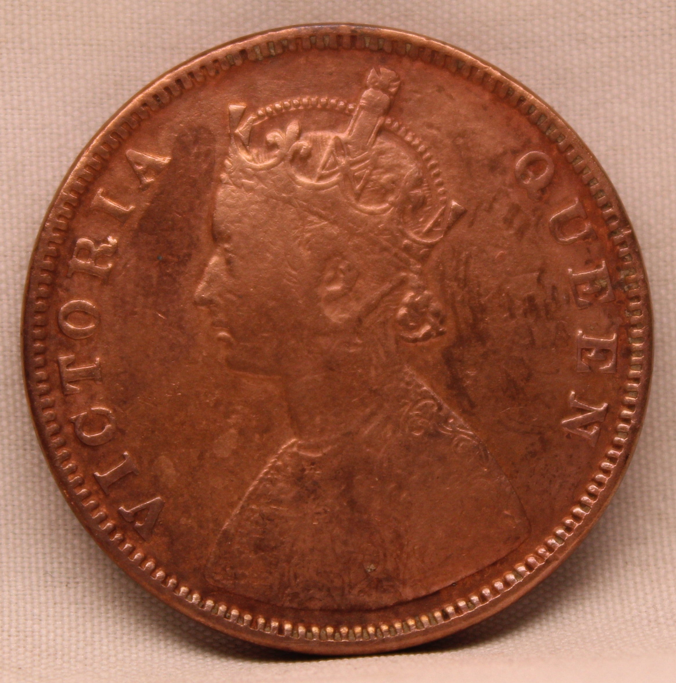 Half Anna  Coin of Victoria Queen of Bombay Mint of 1862 Copper