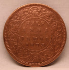 Half Anna  Coin of Victoria Queen of Calcutta Mint of 1875 Copper