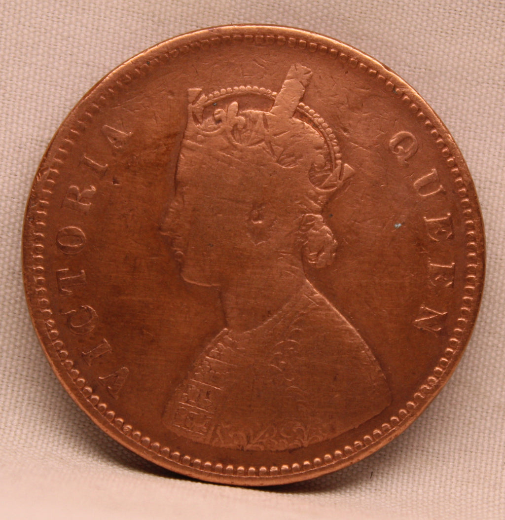 Half Anna  Coin of Victoria Queen of Calcutta Mint of 1875 Copper