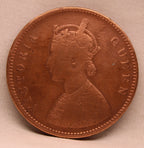Half Anna  Coin of Victoria Queen of Calcutta Mint of 1875 Copper