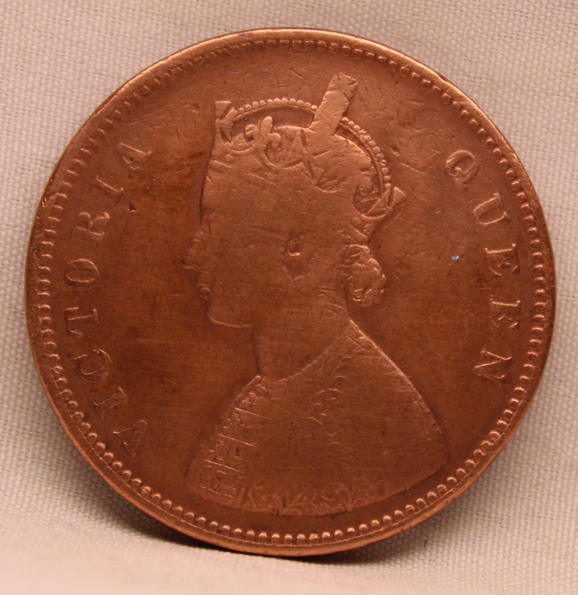 Half Anna  Coin of Victoria Queen of Calcutta Mint of 1875 Copper