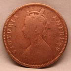 Half Anna  Coin of Victoria Queen of Calcutta Mint of 1877 Copper