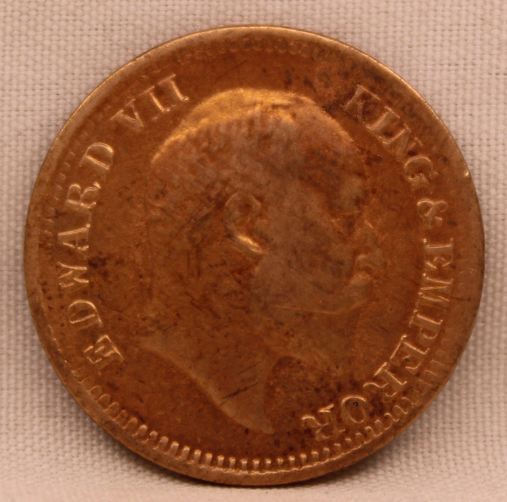 Half Pice Coin of King Edward VII of Calcutta Mint of 1908