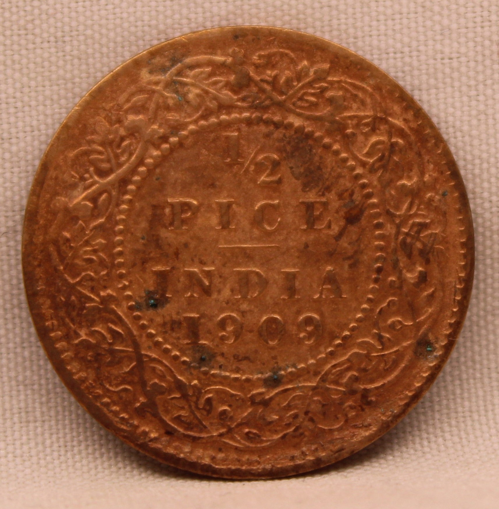 Half Pice Coin of King Edward VII of Calcutta Mint of 1909