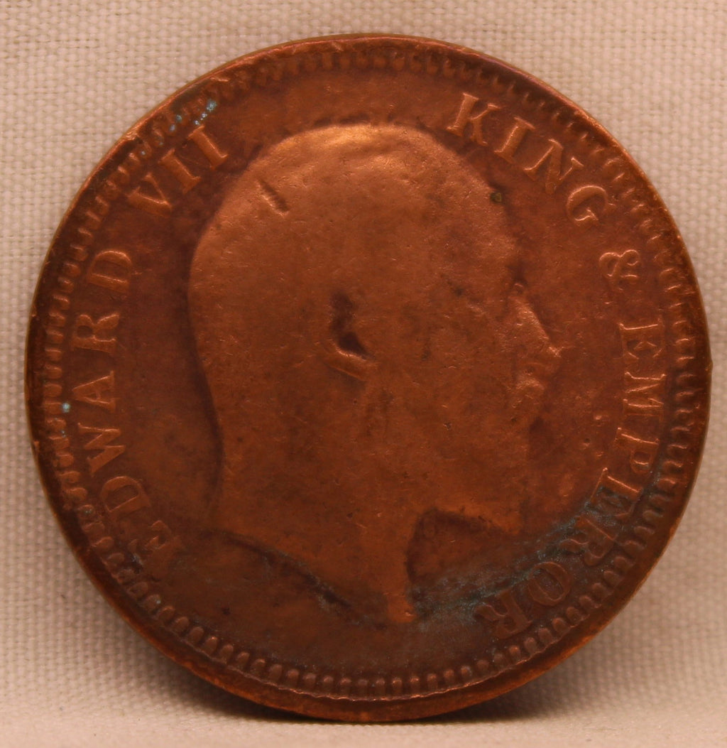 Quarter Anna Coin of King Edward VII of Calcutta Mint of 1903 Copper