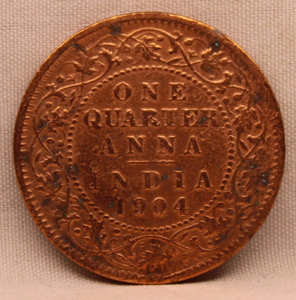 Quarter Anna Coin of King Edward VII of Calcutta Mint of 1904 Copper