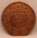 Quarter Anna Coin of King Edward VII of Calcutta Mint of 1904 Copper