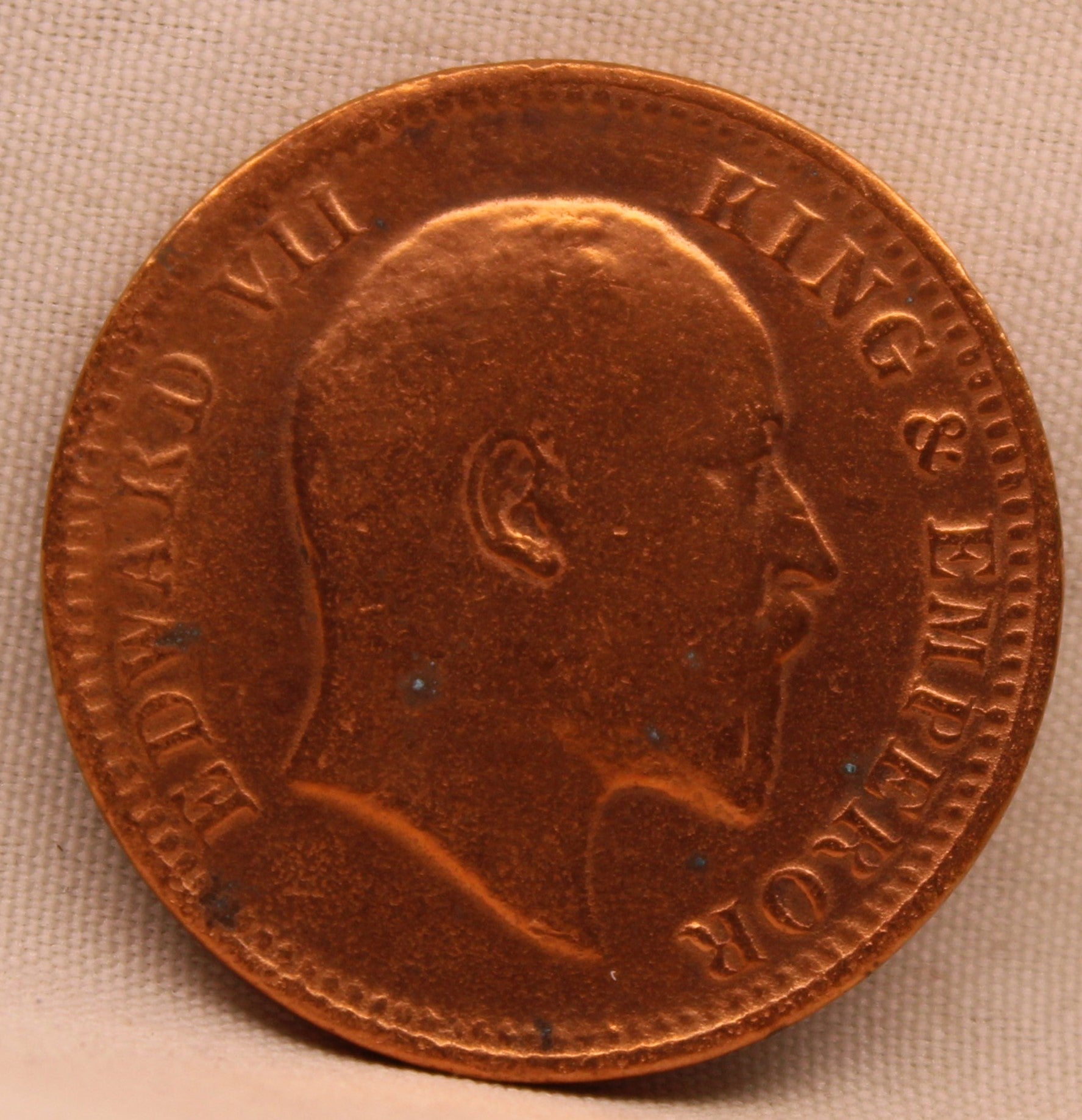 Quarter Anna Coin of King Edward VII of Calcutta Mint of 1904 Copper