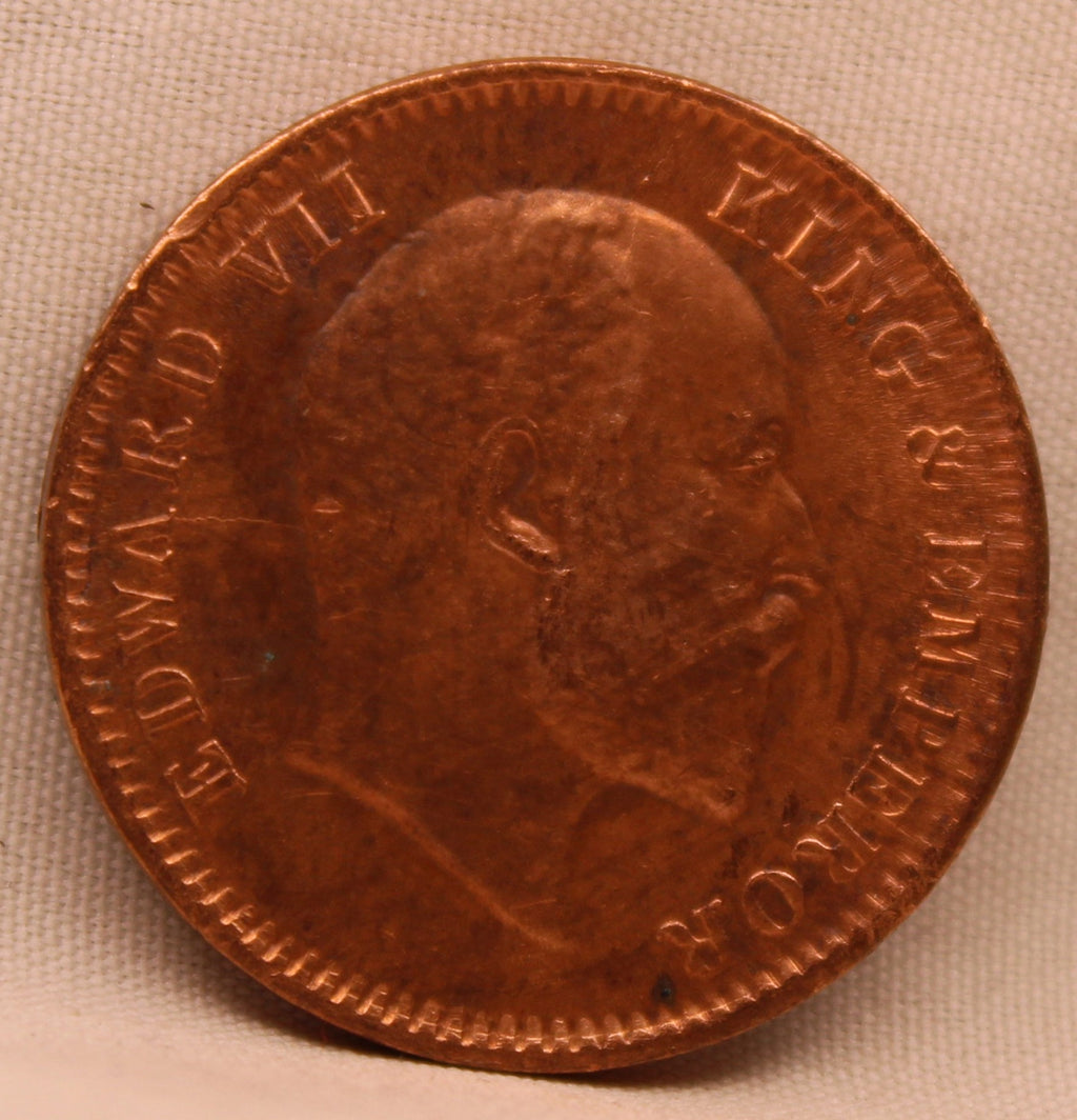 Quarter Anna Coin of King Edward VII of Calcutta Mint of 1905 Copper