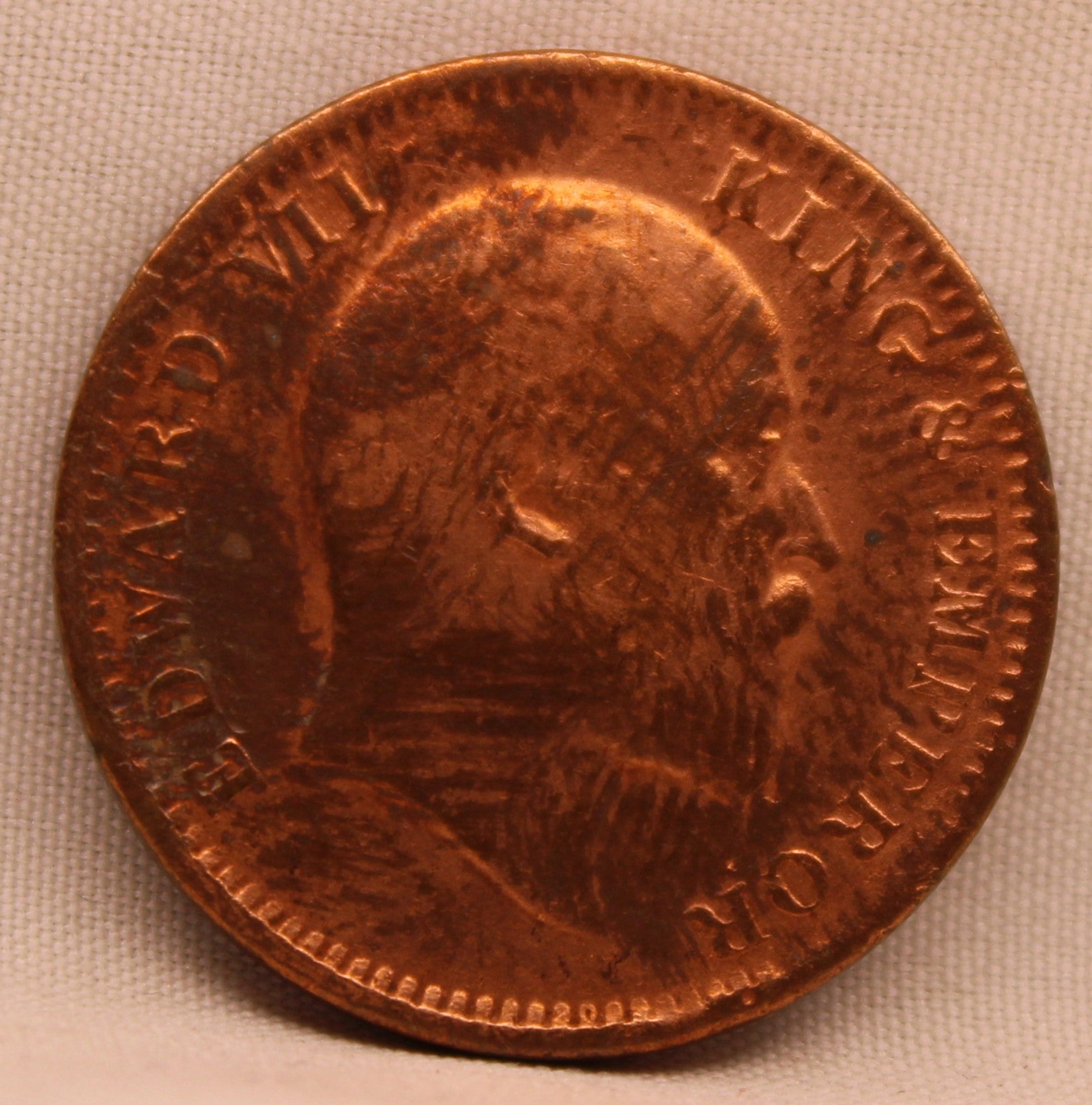 Quarter Anna Coin of King Edward VII of Calcutta Mint of 1906 Copper