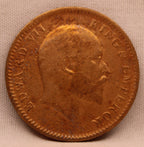 Quarter Anna Coin of King Edward VII of Calcutta Mint of 1907 Copper