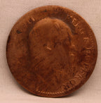 Quarter Anna Coin of King Edward VII of Calcutta Mint of 1909 Copper