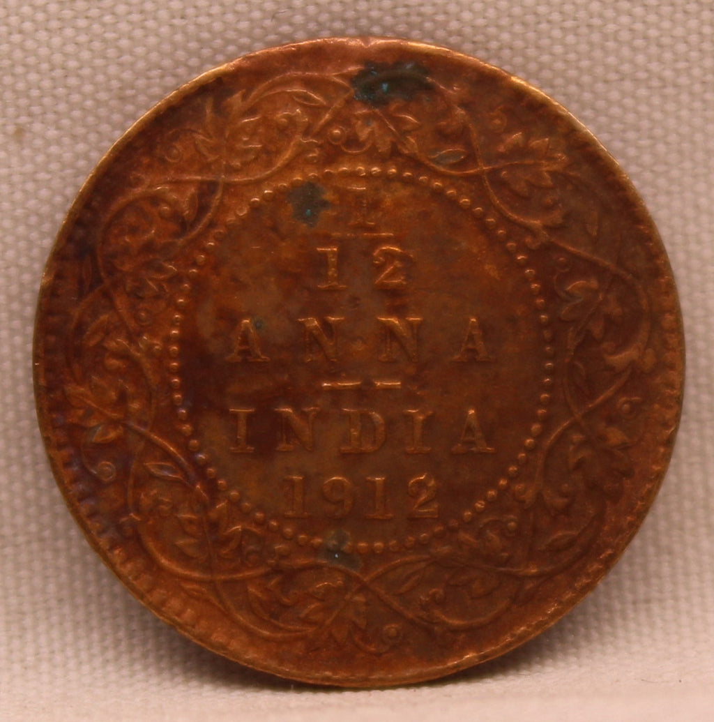 1\12 Anna 1912 George V Bronze coins