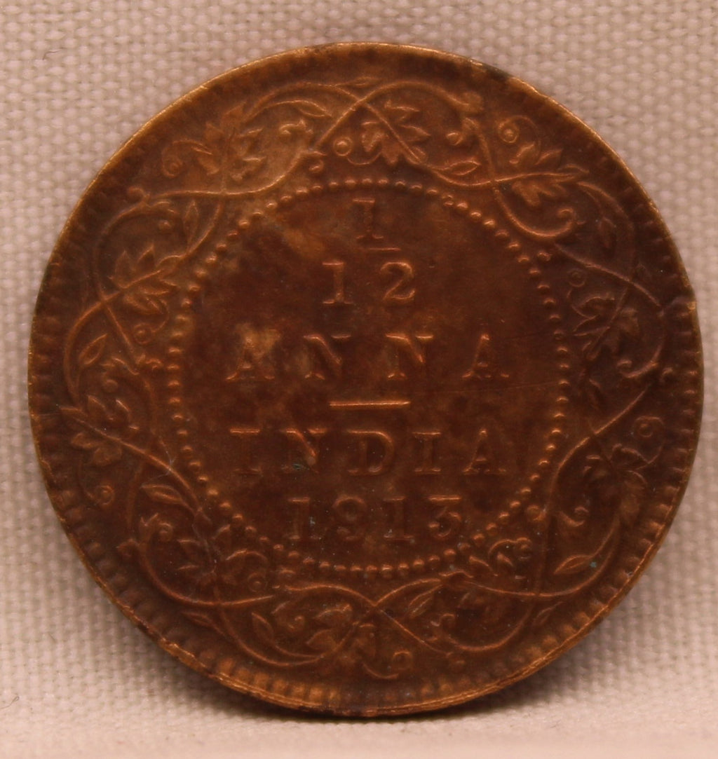 1\12 Anna 1913 George V Bronze coins