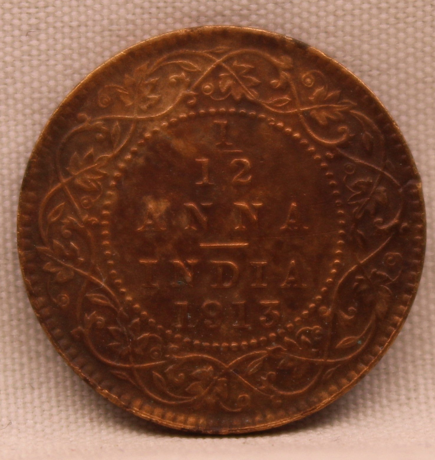 1\12 Anna 1913 George V Bronze coins
