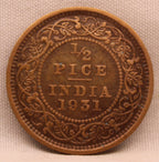Half Pice 1931 George V Bronze coins