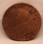 Quarter Anna Coin of King George V of Calcutta Mint of 1911 Bronze