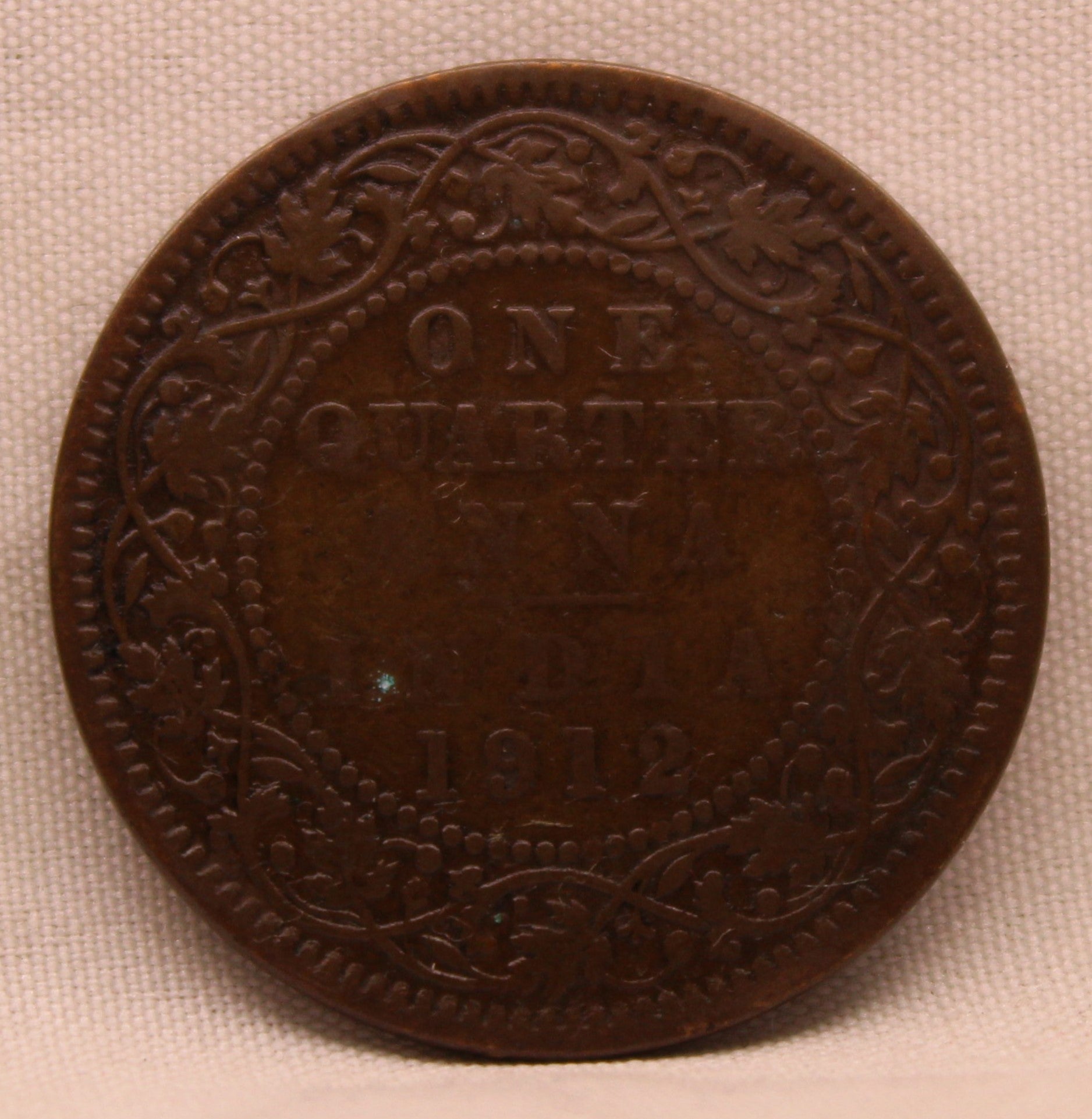 Quarter Anna Coin of King George V of Calcutta Mint of 1912 Bronze