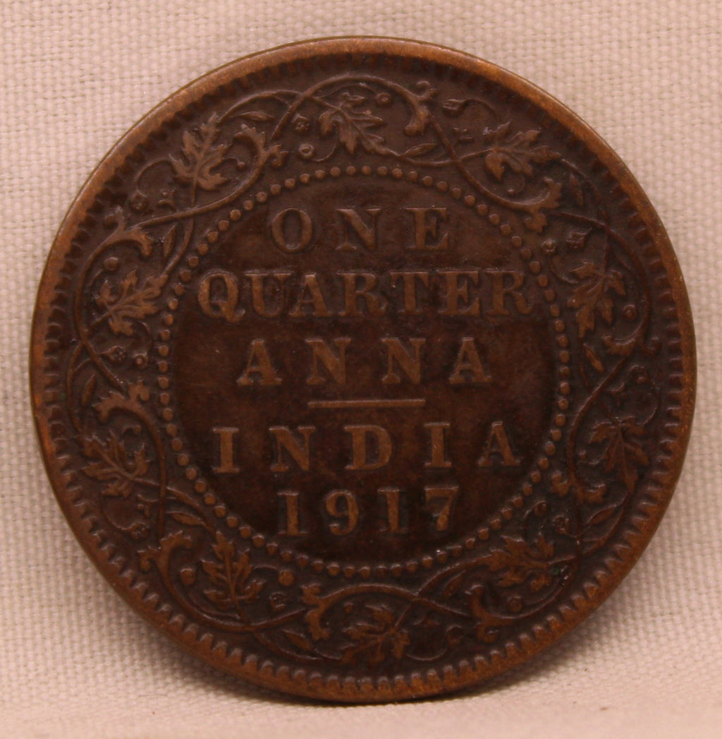 Quarter Anna Coin of King George V of Calcutta Mint of 1917 Bronze