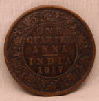 Quarter Anna Coin of King George V of Calcutta Mint of 1917 Bronze