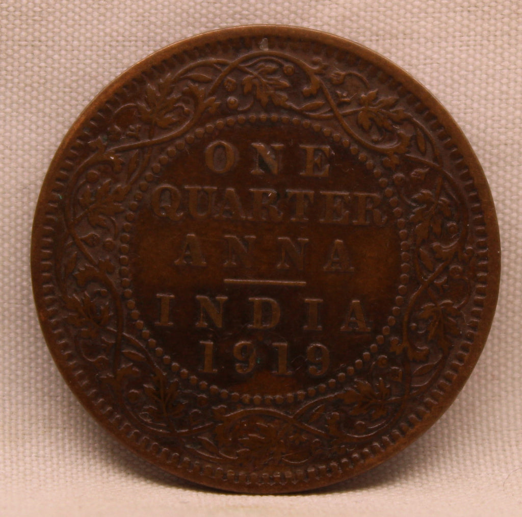 Quarter Anna Coin of King George V of Calcutta Mint of 1919 Bronze