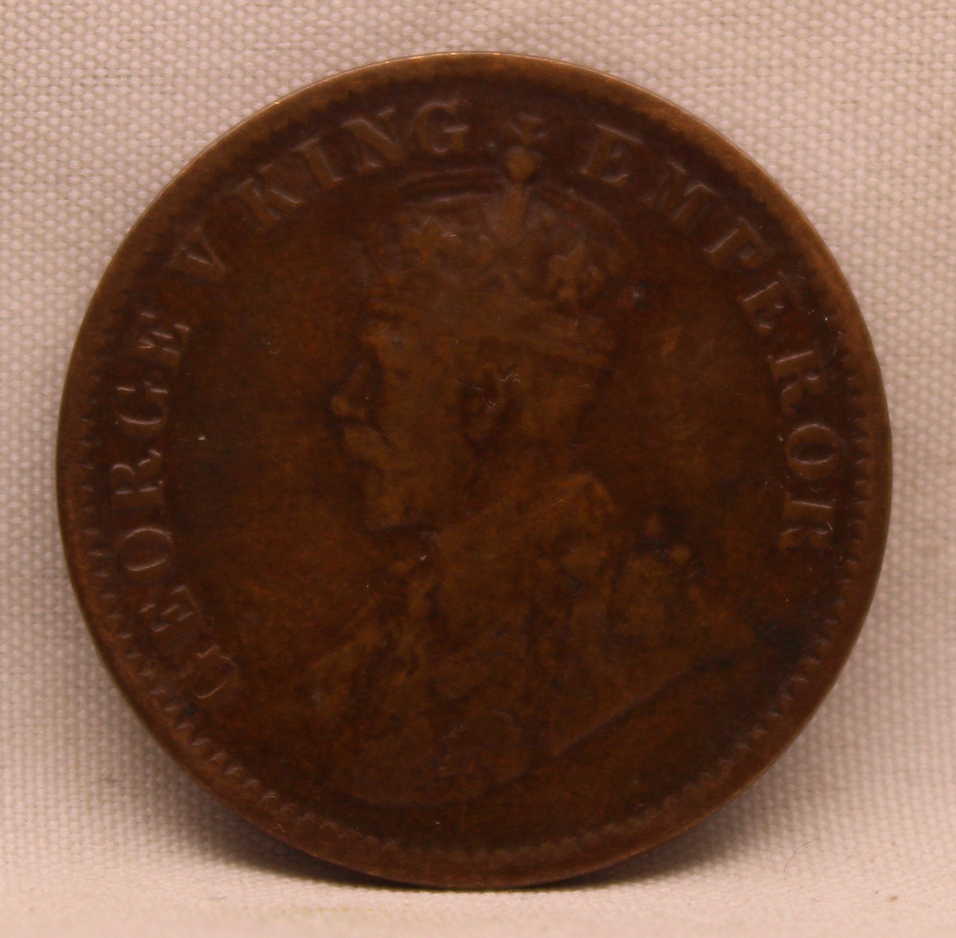 Quarter Anna Coin of King George V of Calcutta Mint of 1919 Bronze
