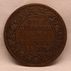 Quarter Anna Coin of King George V of Calcutta Mint of 1920 Bronze