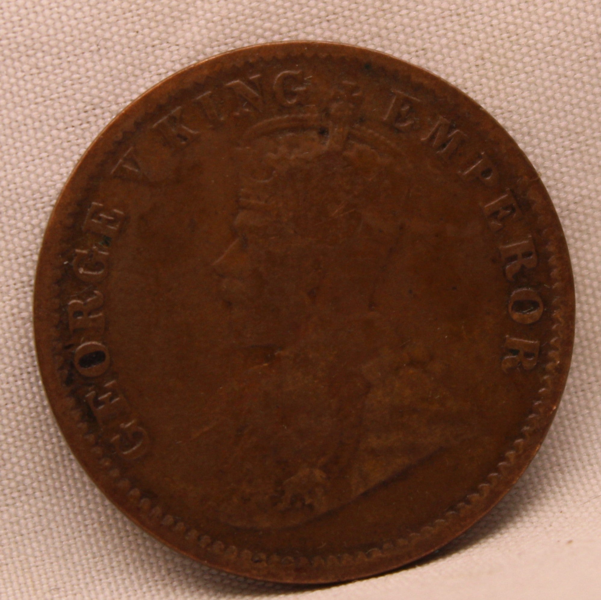 Quarter Anna Coin of King George V of Calcutta Mint of 1920 Bronze