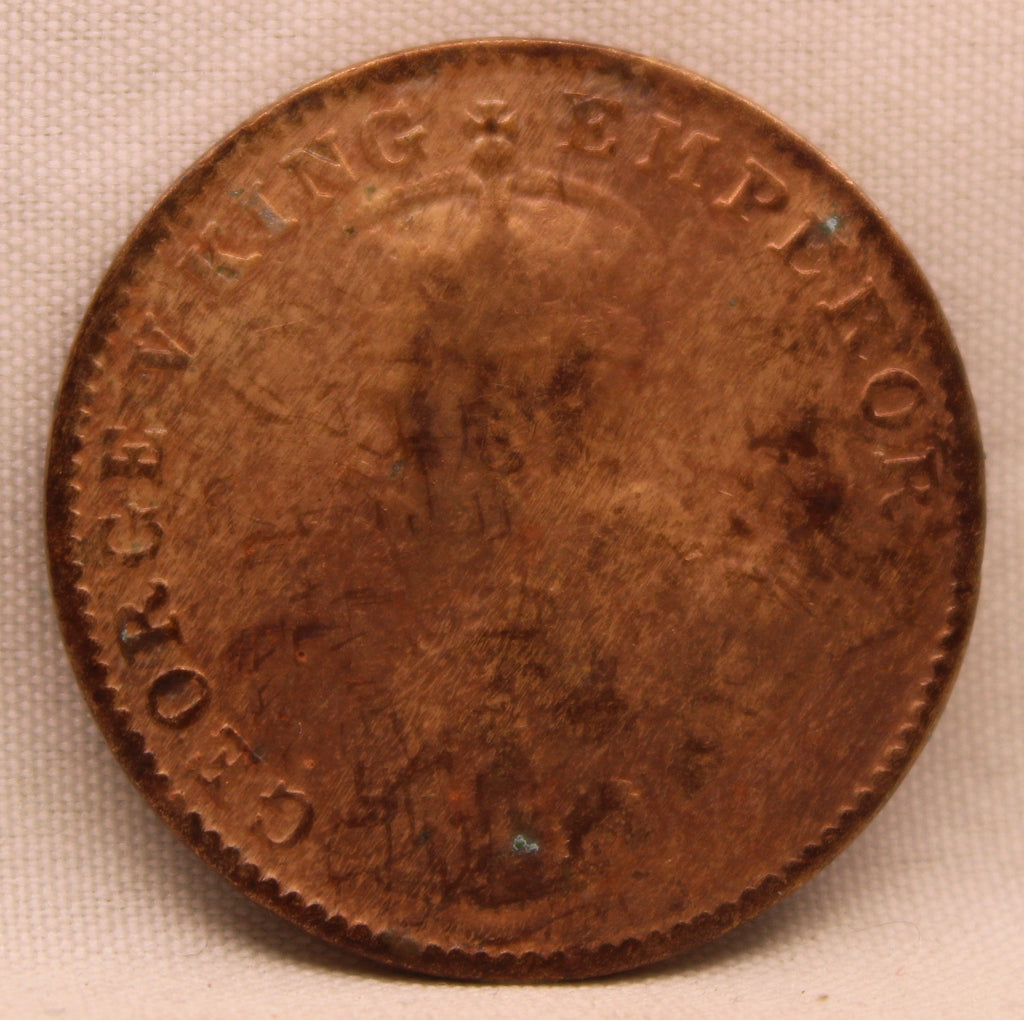 Quarter Anna Coin of King George V of Calcutta Mint of 1924 Bronze