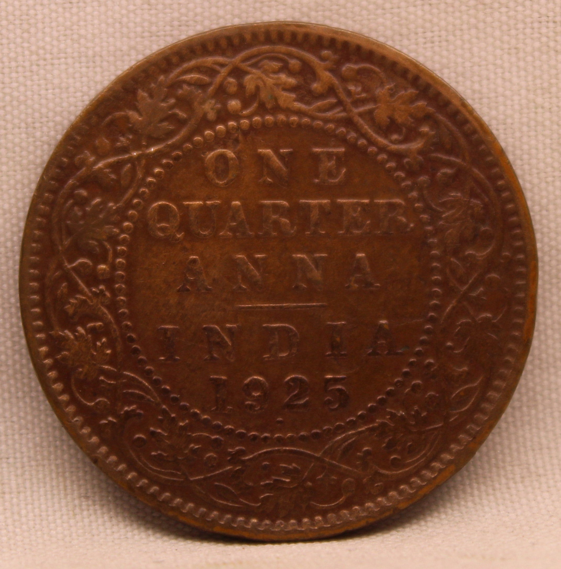 Quarter Anna Coin of King George V of Calcutta Mint of 1925 Bronze