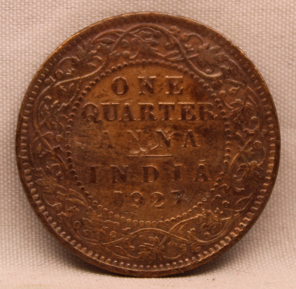 Quarter Anna Coin of King George V of Calcutta Mint of 1927 Bronze