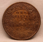 Quarter Anna Coin of King George V of Calcutta Mint of 1927 Bronze