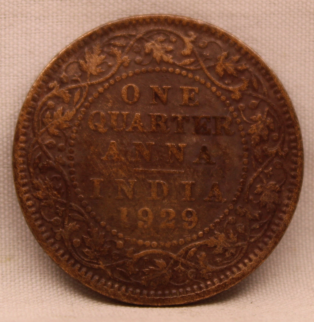 Quarter Anna Coin of King George V of Calcutta Mint of 1929 Bronze