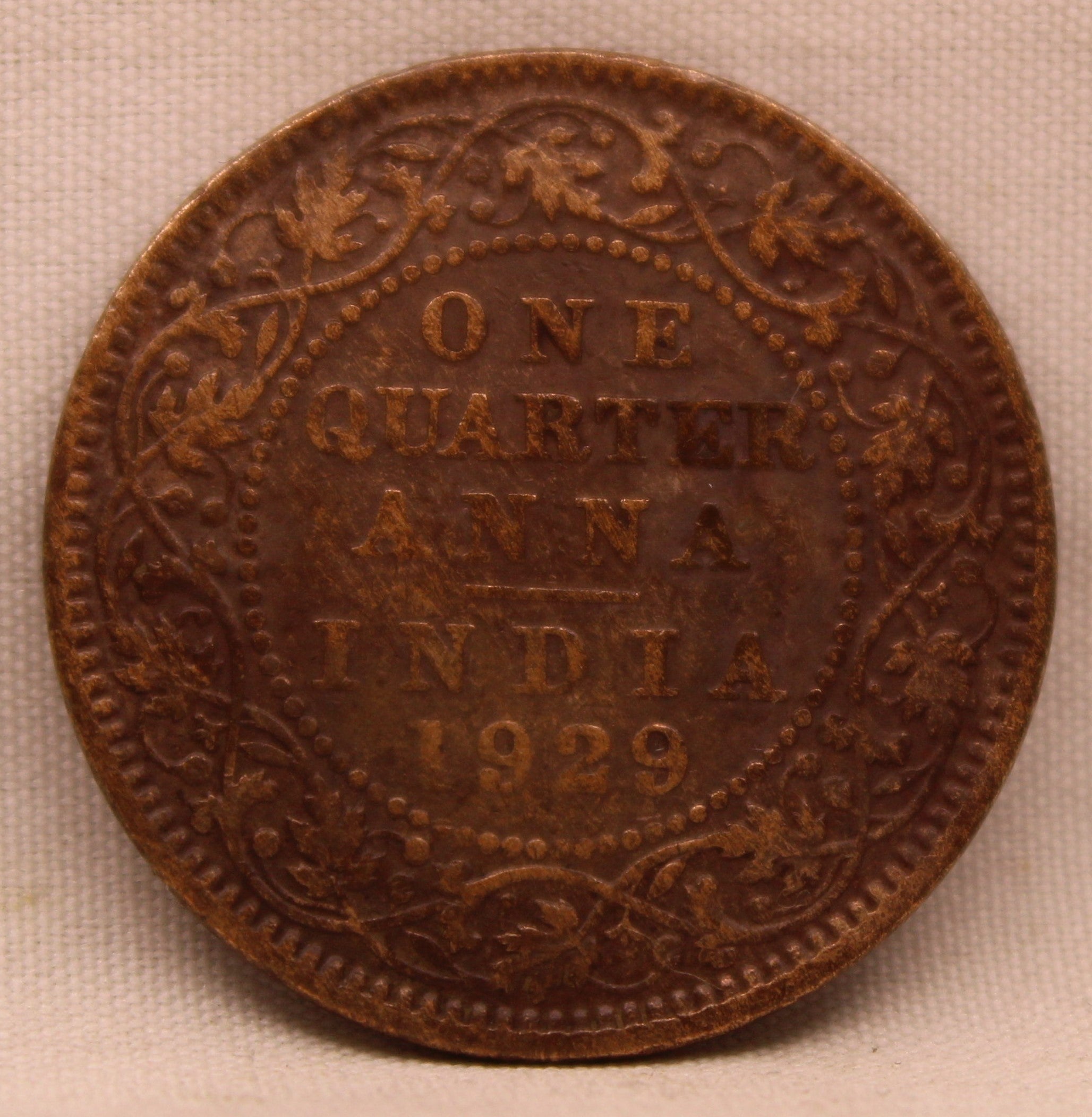Quarter Anna Coin of King George V of Calcutta Mint of 1929 Bronze