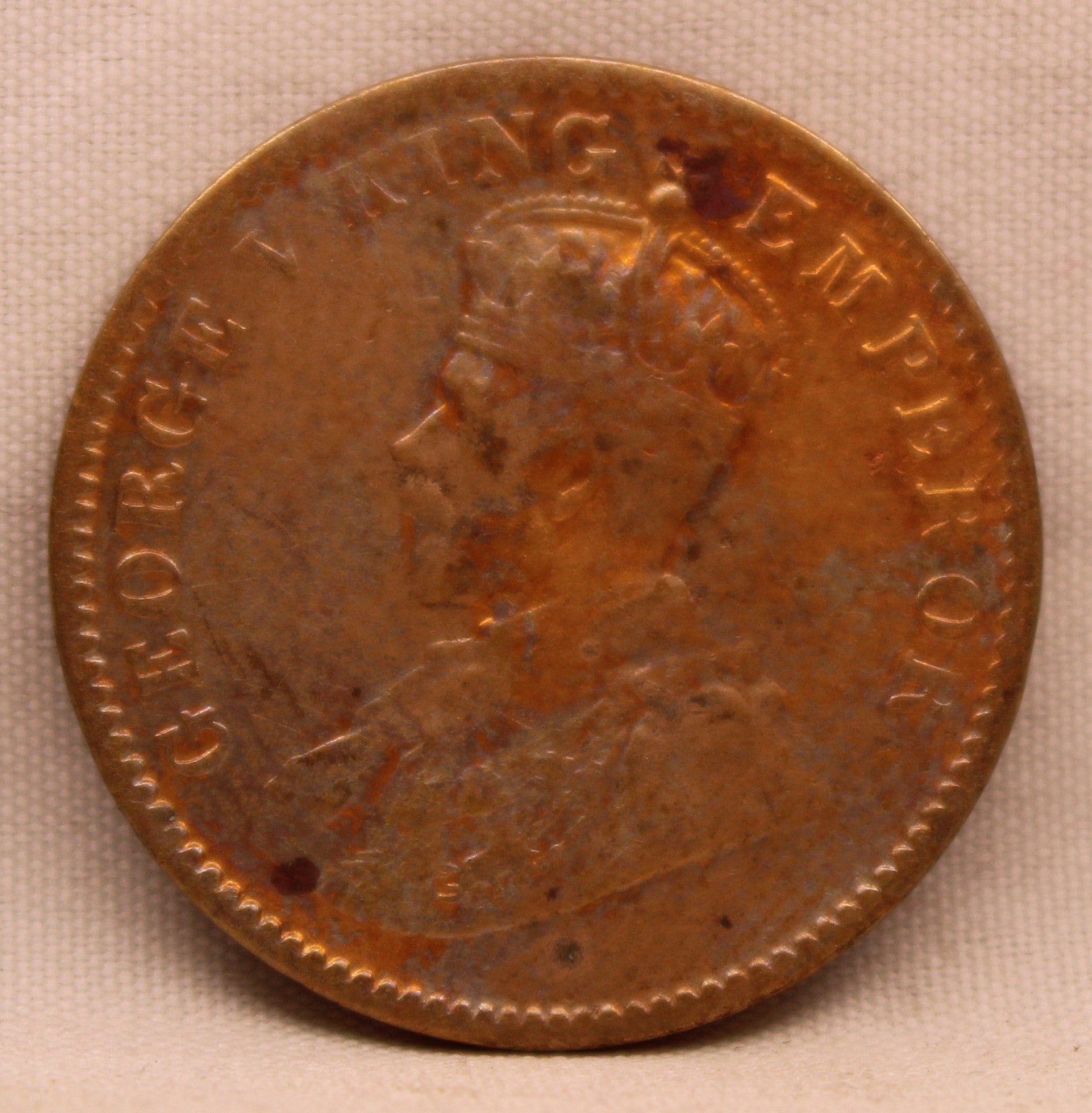 Quarter Anna Coin of King George V of Calcutta Mint of 1931 Bronze
