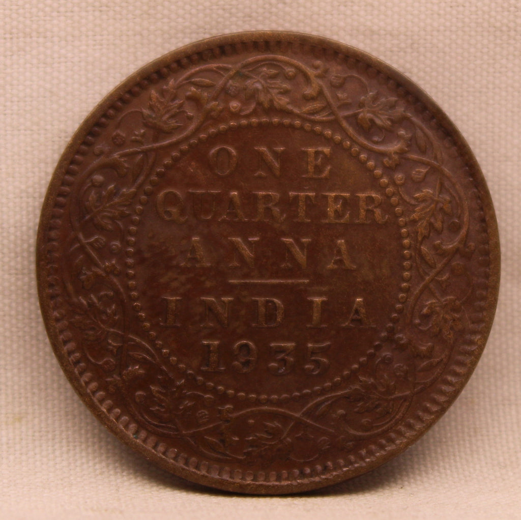 Quarter Anna Coin of King George V of Calcutta Mint of 1935 Bronze